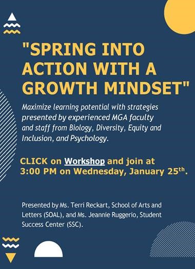 Flyer for the virtual  growth mindset workshop.